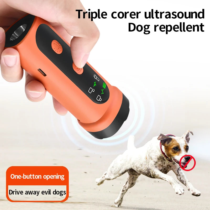 Triple-Core Ultrasonic Dog Repeller High-Power Flashlight Pet Training Device Pet Supplies Anti-Dog Nuisance Deterrent