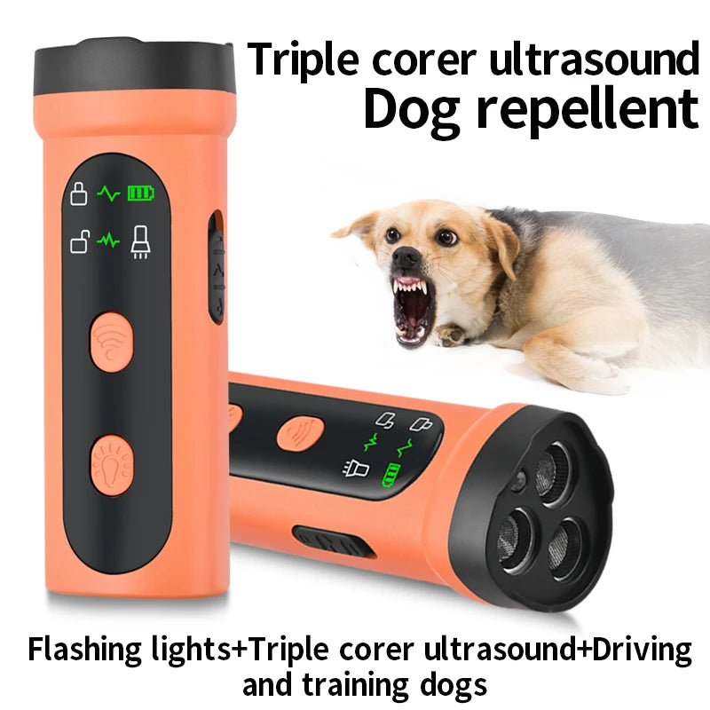 Triple-Core Ultrasonic Dog Repeller High-Power Flashlight Pet Training Device Pet Supplies Anti-Dog Nuisance Deterrent
