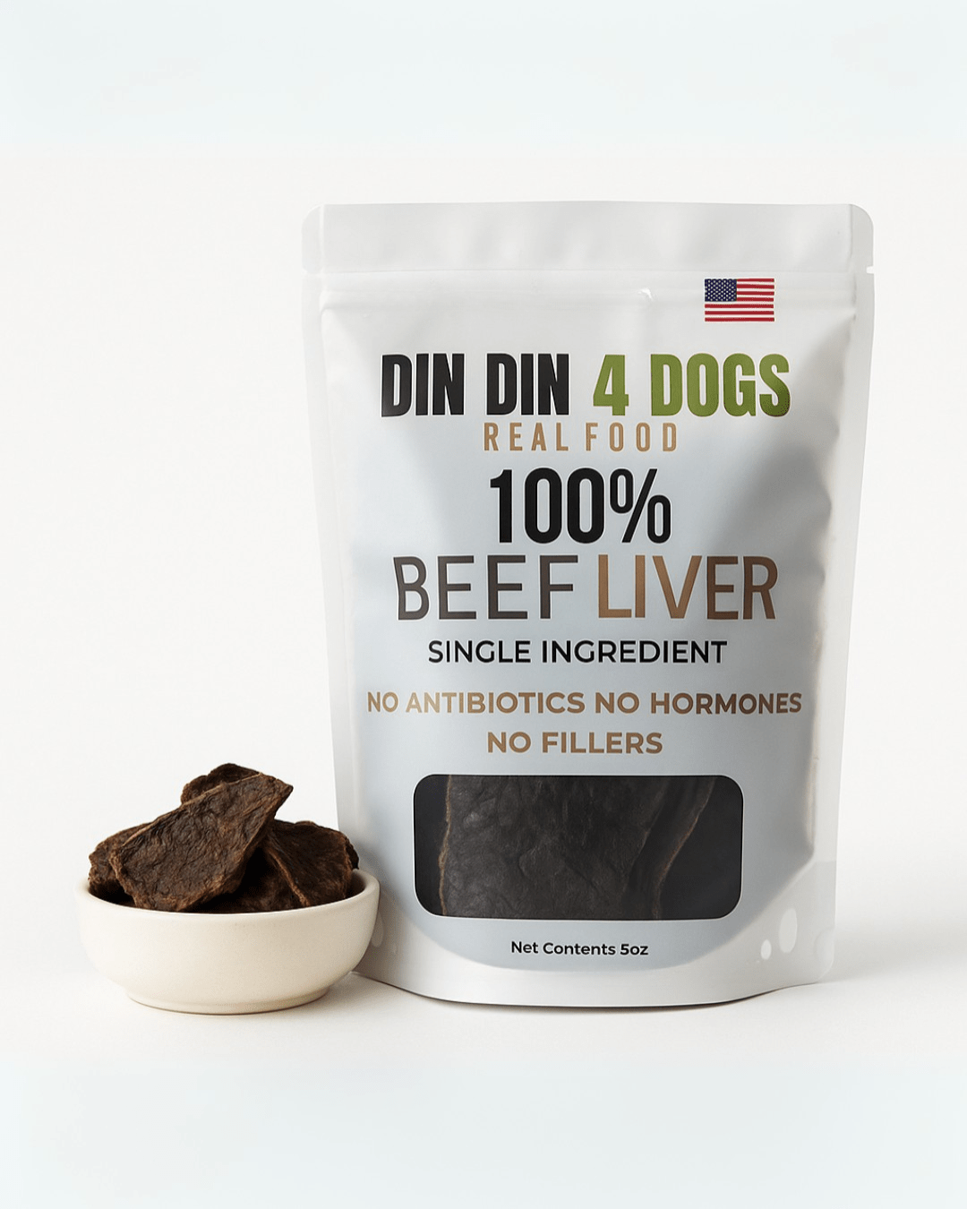 100% Beef Liver Dog Treats, 5 Ounce Bag, Single Ingredient, High Protein