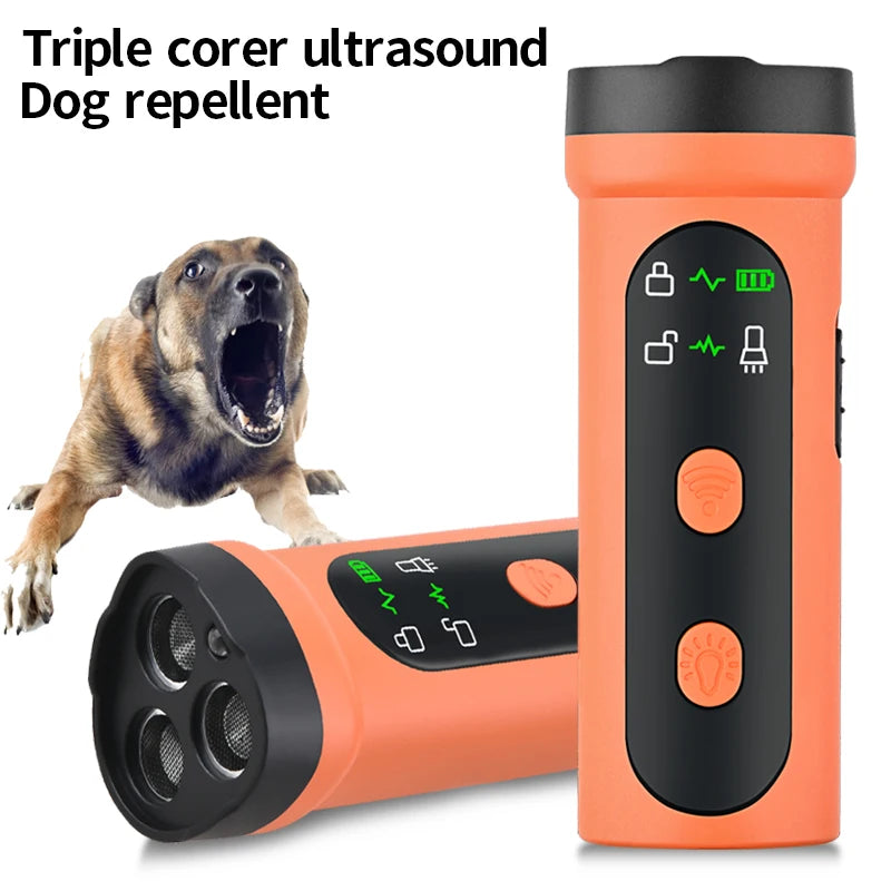 Triple-Core Ultrasonic Dog Repeller High-Power Flashlight Pet Training Device Pet Supplies Anti-Dog Nuisance Deterrent